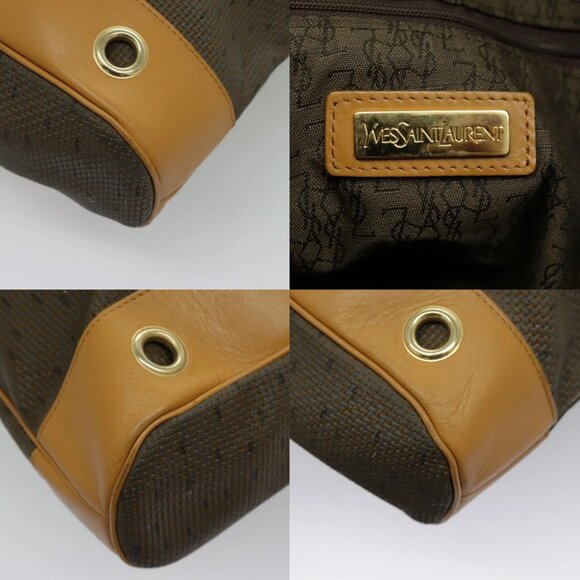 SAINT LAURENT Tote Bag Canvas Gold Brown Auth 95163 - Picture 15 of 15